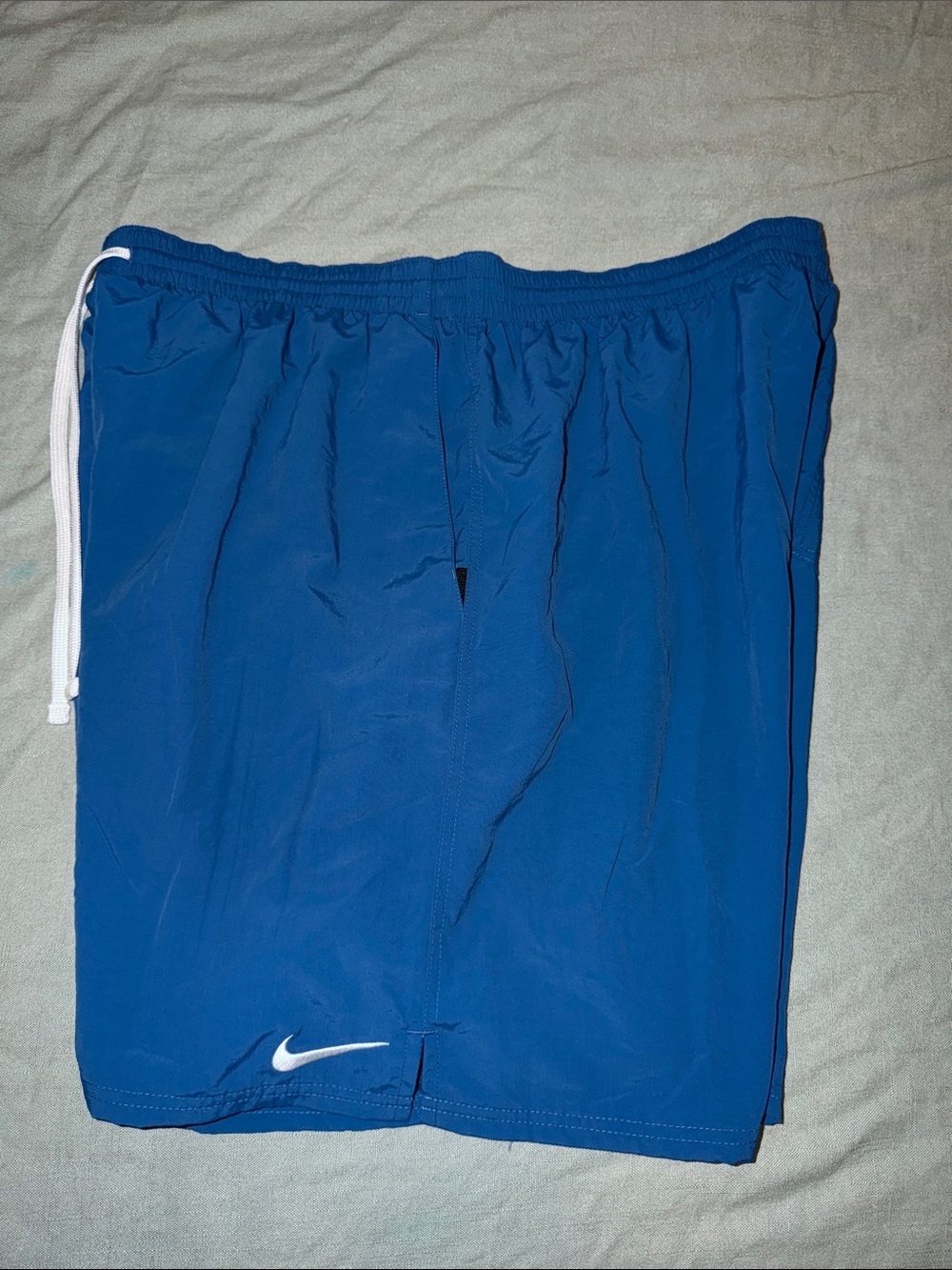 Nike Men's Royal Blue Athletic Shorts with White Drawstring